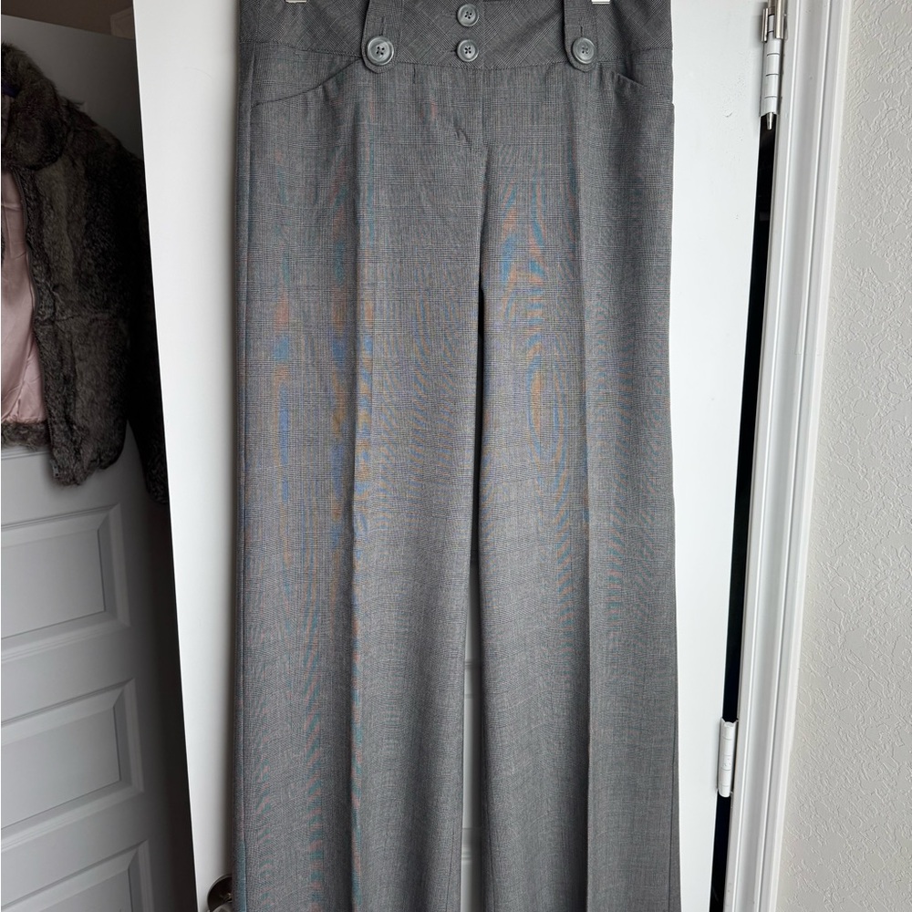 Express Gray Plaid Wide-Leg Trouser